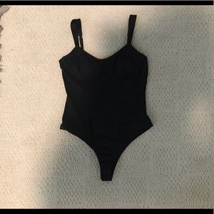 Black bustier bodysuit
